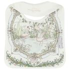 طقم هدية قماط ومريلة مزخرفة باللون العاجى والأزرق, 1, hi-res