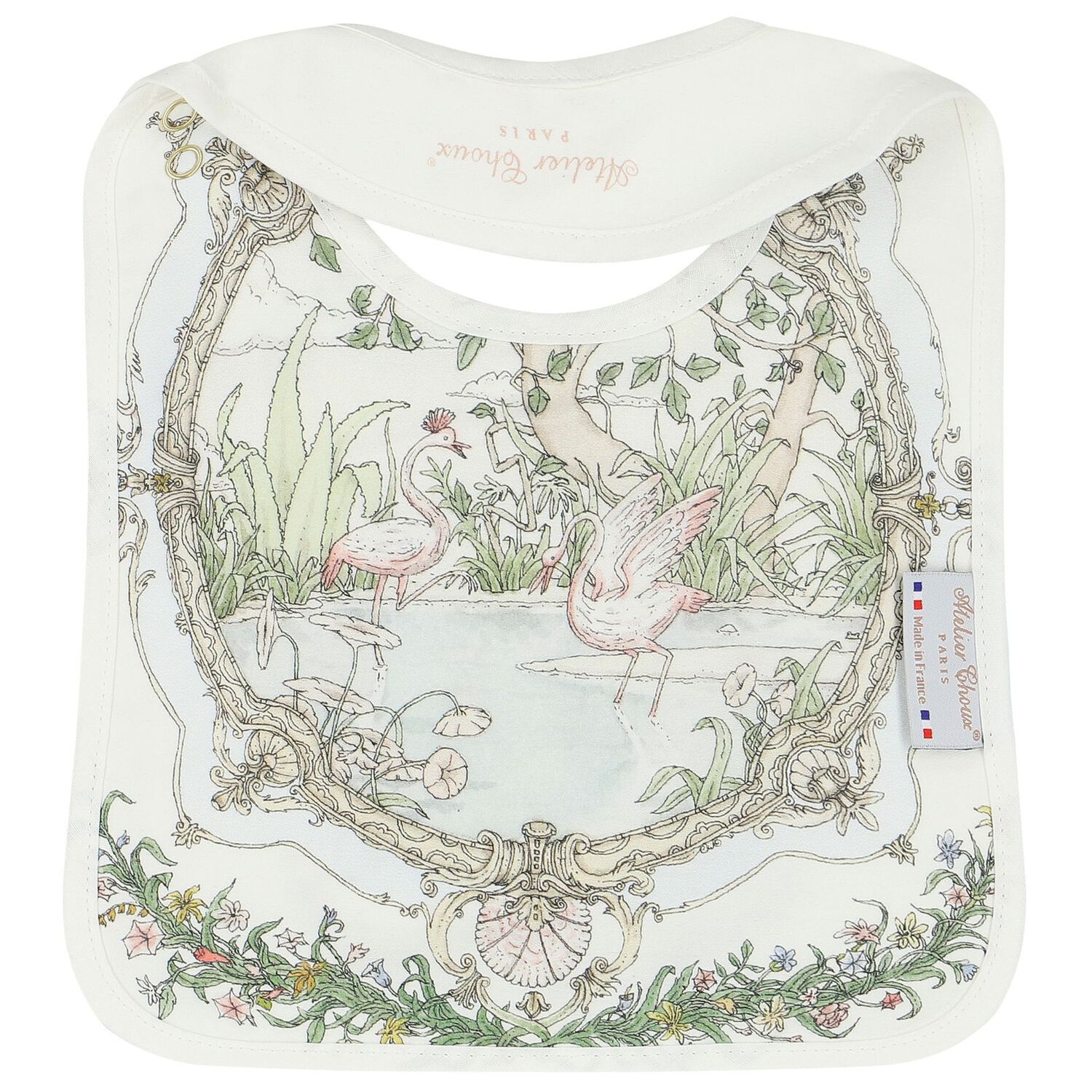 طقم هدية قماط ومريلة مزخرفة باللون العاجى والأزرق, 1, hi-res image number null