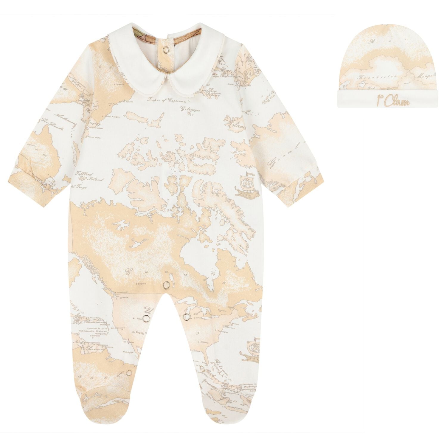 Ivory & Beige Geo Map Babygrow Gift Set, 1, hi-res