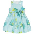 Girls Green Floral Dress, 3, hi-res