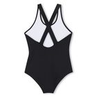 Girls Black Logo Swimsuit , 1, hi-res