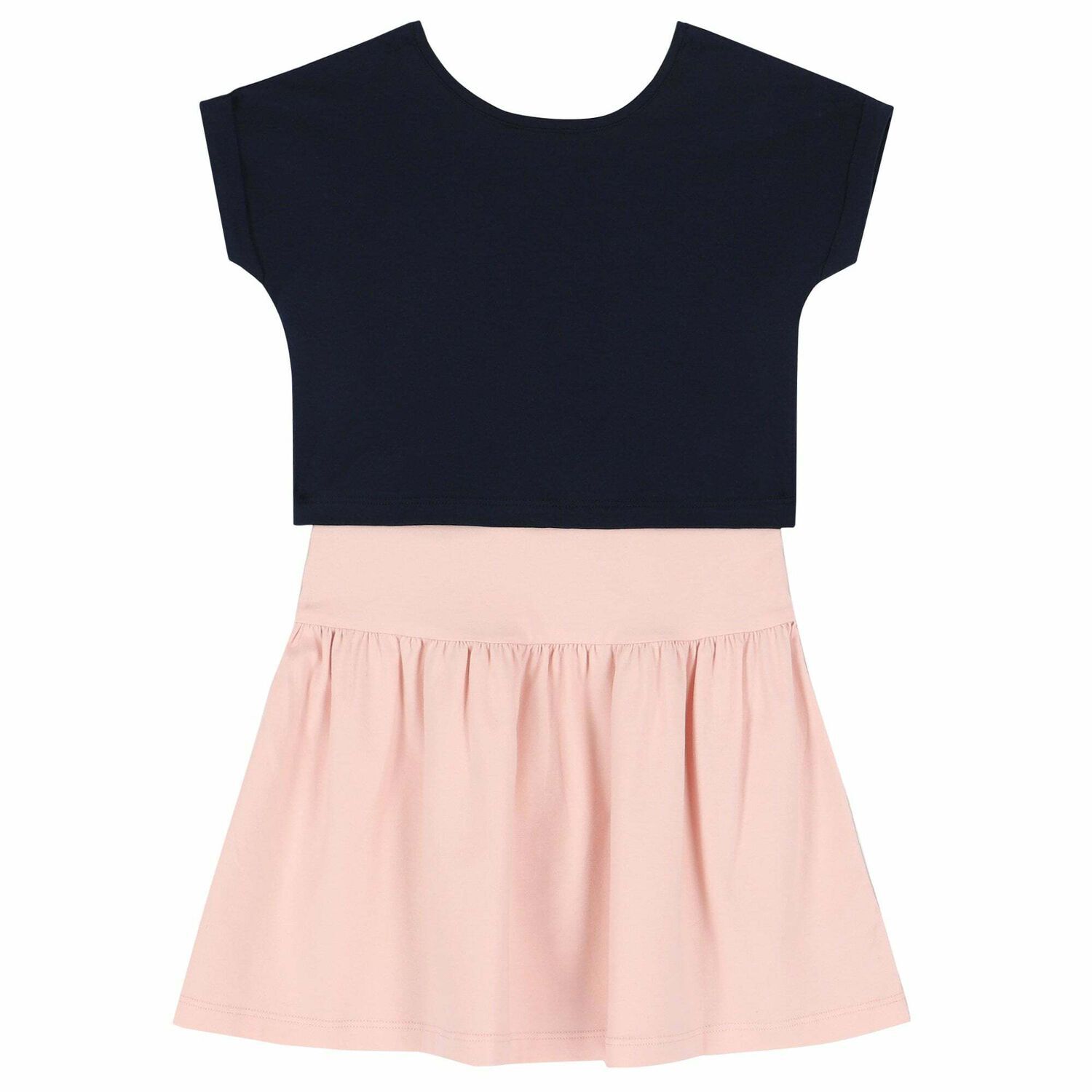 Girls Pink and Navy Blue Logo Dress Set, 2, hi-res image number null