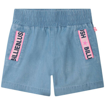 Girls Blue Cotton Logo Shorts