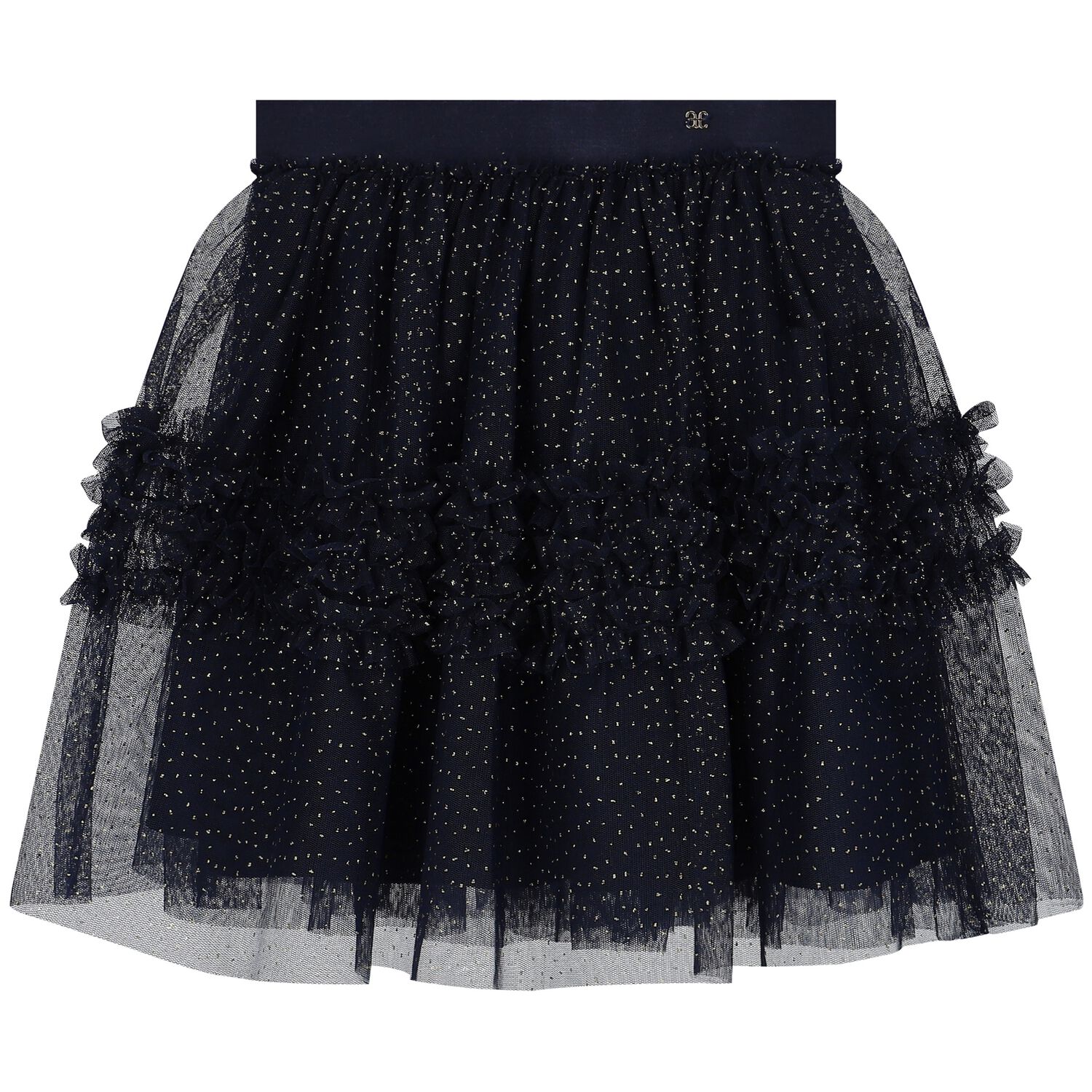 Girls Navy Blue & Gold Tulle Skirt, 1, hi-res image number null