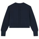 Girls Navy Blue Logo Knitted Sweater, 1, hi-res