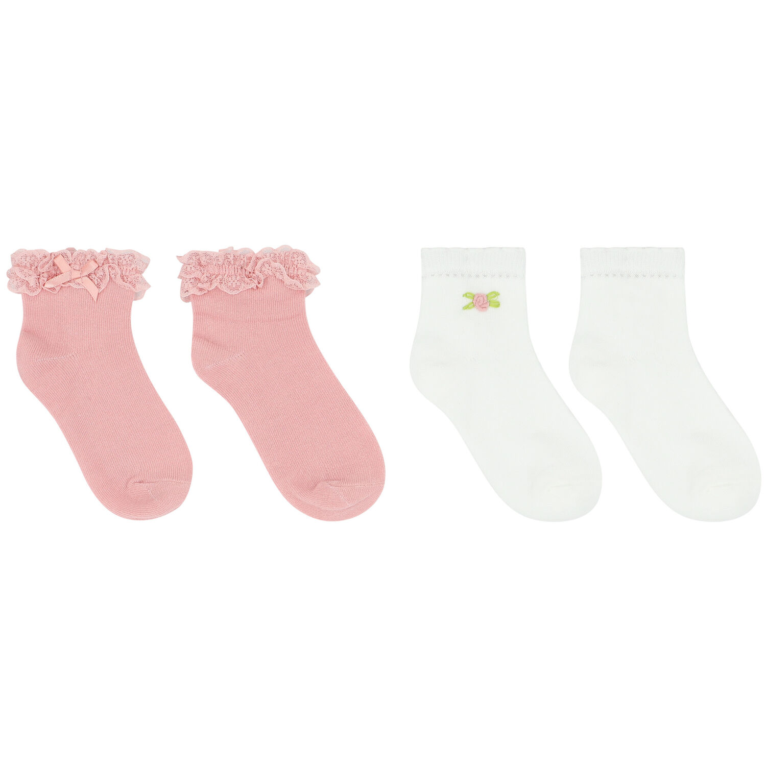 Baby Girls White & Pink Socks ( 2-Pack ), 2, hi-res