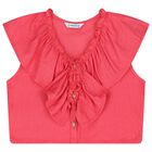 طقم شورت مكشكش للبنات باللون الأحمر , 1, hi-res