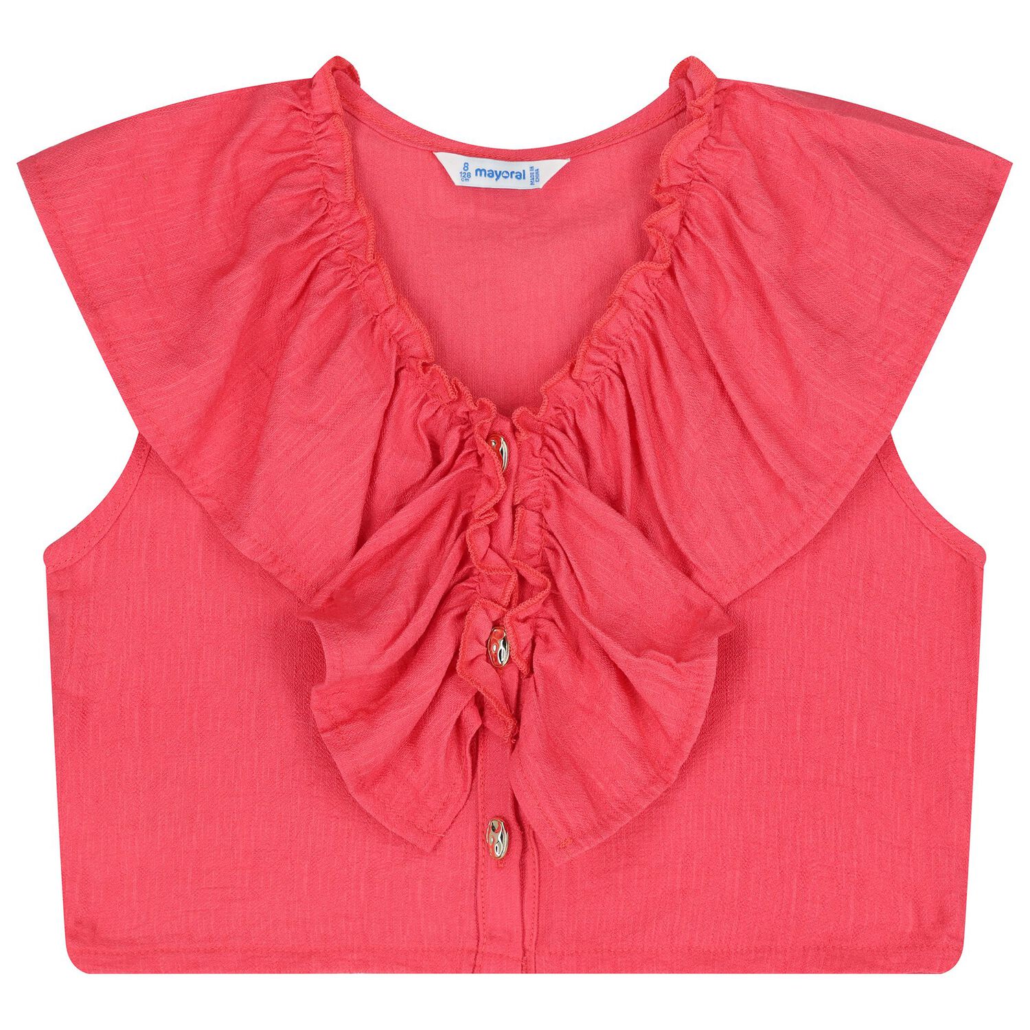 طقم شورت مكشكش للبنات باللون الأحمر , 1, hi-res