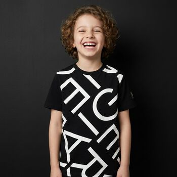 Boys Black & White Logo T-Shirt
