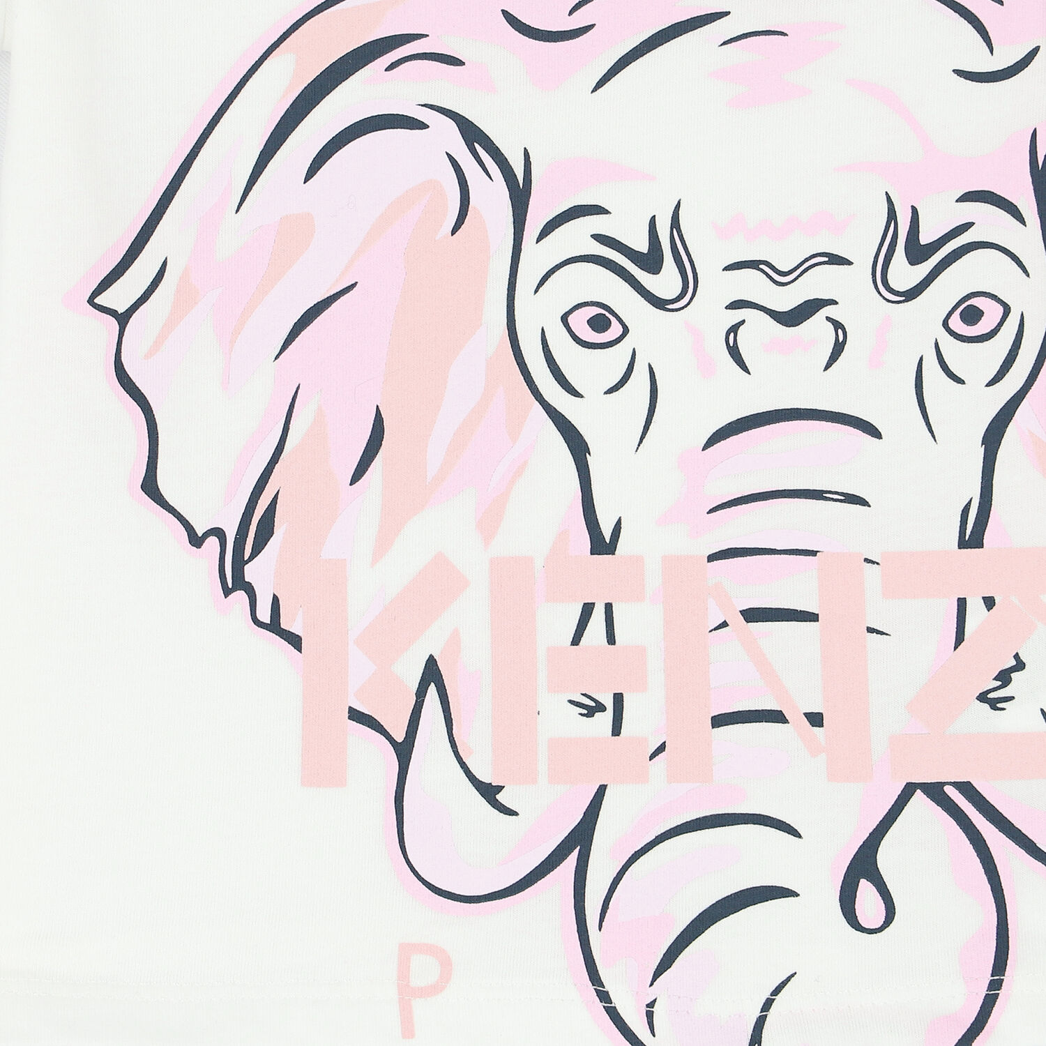 Younger Girls White & Pink Elephant T-Shirt, 1, hi-res