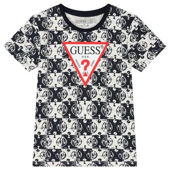 Boys Navy Blue & Ivory Logo T-Shirt