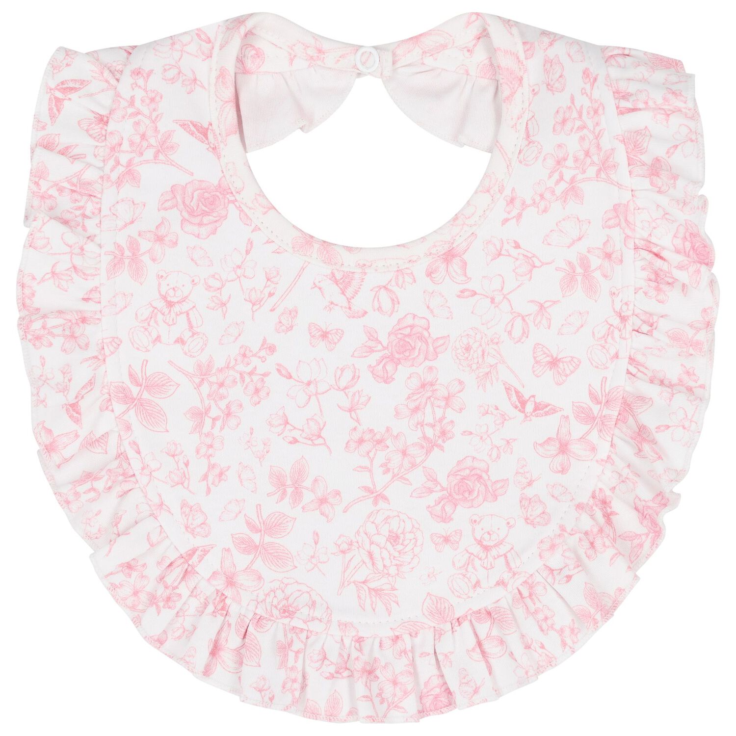 Baby Girls White & Pink Toile de Jouy Babygrow Set, 1, hi-res image number null