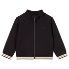 Younger Boys Black Zip Up Top, 1, hi-res