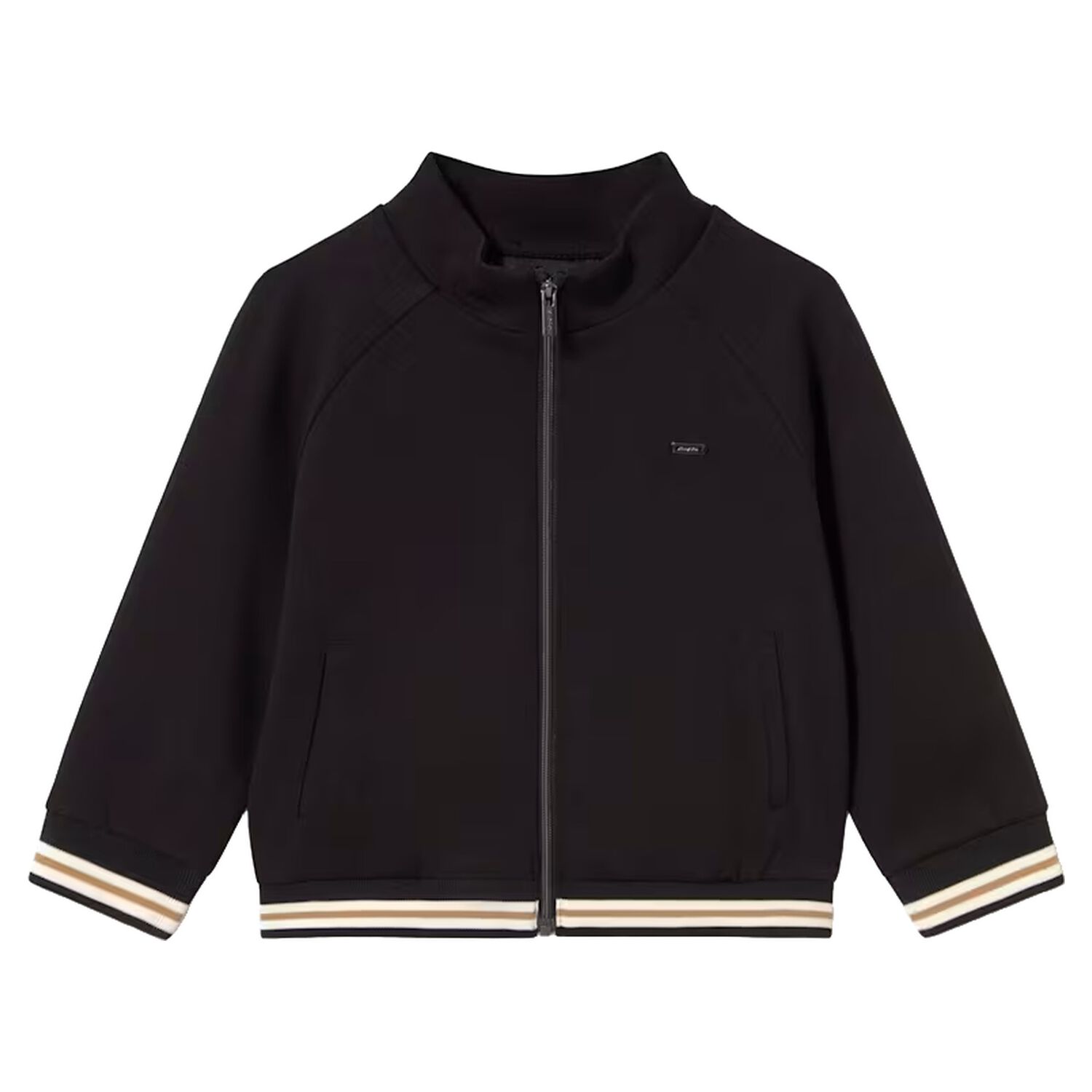 Younger Boys Black Zip Up Top, 1, hi-res