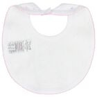 Baby Girls White Billowy Bows Bib, 1, hi-res