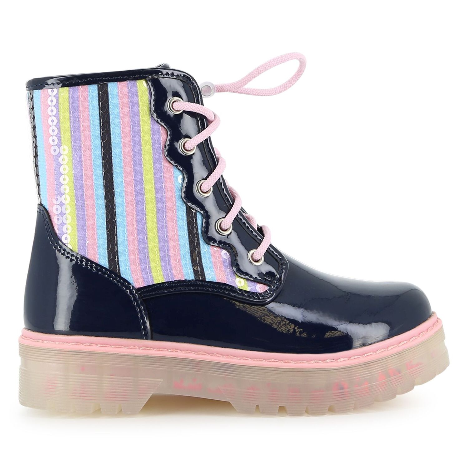 Girls Navy Blue Embellished Boots, 1, hi-res