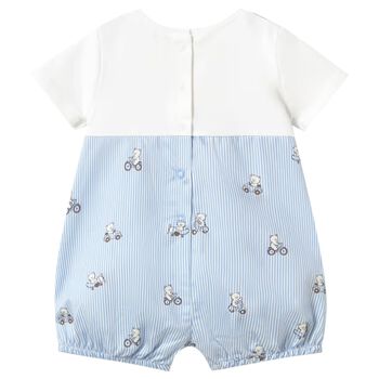 Baby Boys White & Blue Romper