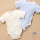 Baby Boys White & Blue Bodysuits ( 2-Pack ), 1, hi-res