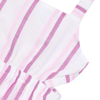 Girls White & Pink Striped Dress