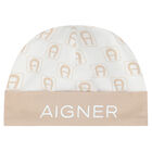 White & Beige Logo Baby Hat, 2, hi-res
