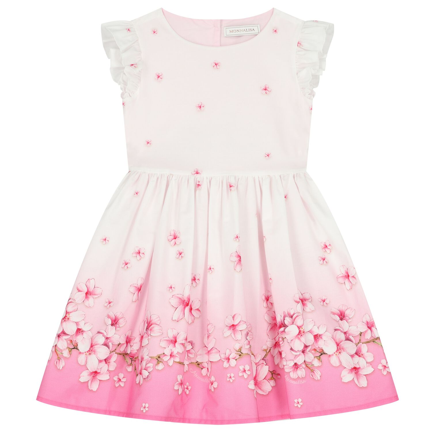 Girls White & Pink Cherry Blossom Dress, 1, hi-res image number null
