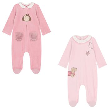 Baby Girls Pink Babygrows ( 2-Pack )