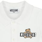 Younger Boys White Teddy Bear Logo Polo Shirt, 1, hi-res