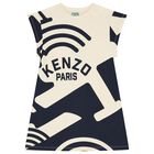 فستان بنات بالشعار باللون العاجي, 1, hi-res