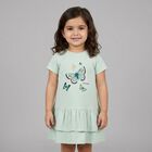 Younger Girls Aqua Butterflies Logo Dress, 2, hi-res
