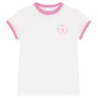 Girls White Cotton Logo T-Shirt, 1, hi-res