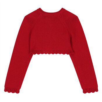 Younger Girls Red Knitted Cardigan
