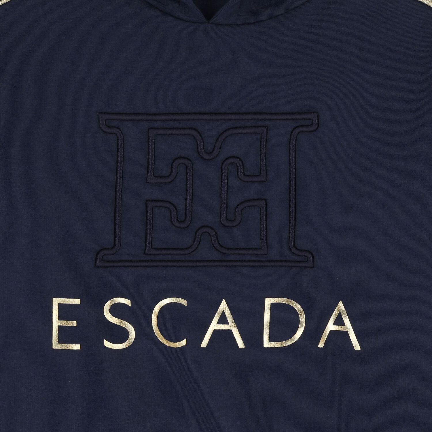 توب بنات هودي بالشعار باللون الكحلي, 1, hi-res