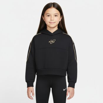   توب هودي للبنات بالشعار باللون الاسود 