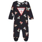 Baby Navy Blue Logo Teddy Bear Babygrow, 3, hi-res