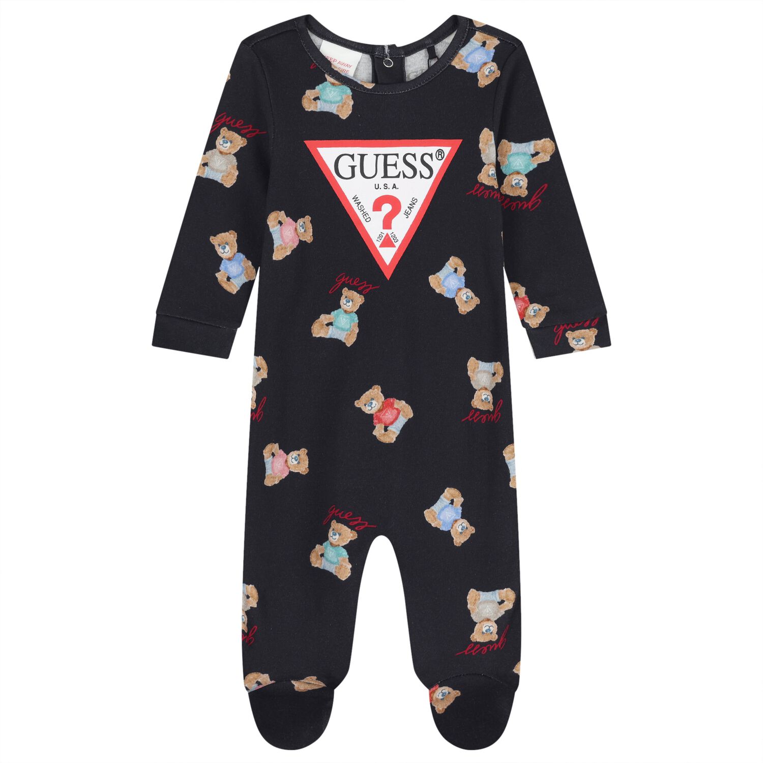 Baby Navy Blue Logo Teddy Bear Babygrow, 3, hi-res