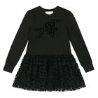 Girls Black Logo Dress, 1, hi-res