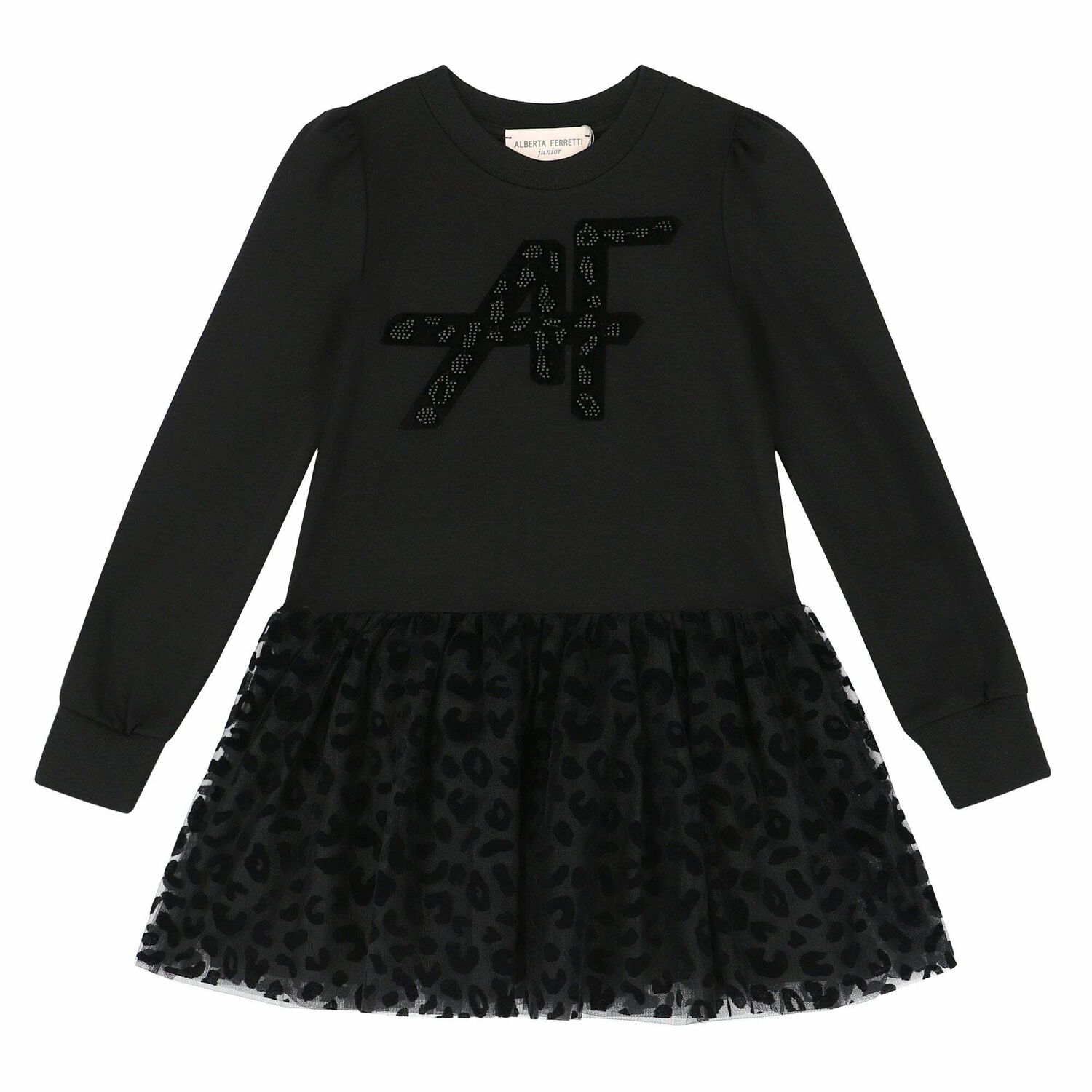 Girls Black Logo Dress, 1, hi-res image number null