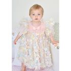 Baby Girls Pink Tulle Flowers Dress, 1, hi-res