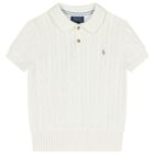 Boys Ivory Logo Knit Polo Shirt , 1, hi-res