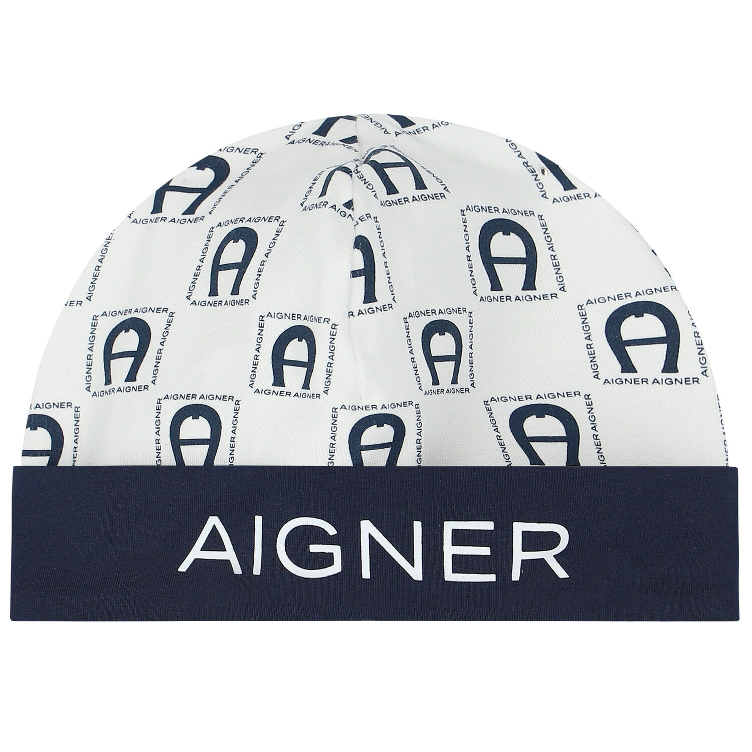 قبعة بالشعار باللون الأبيض والكحلي, 1, hi-res