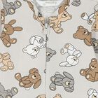 Grey Teddy Bear Baby Romper, 1, hi-res