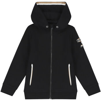 Boys Black Logo Hooded Zip Up Top