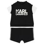 Baby Boys Black Logo Romper, 1, hi-res
