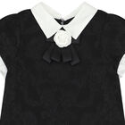 Girls Black Jacquard Dress, 1, hi-res