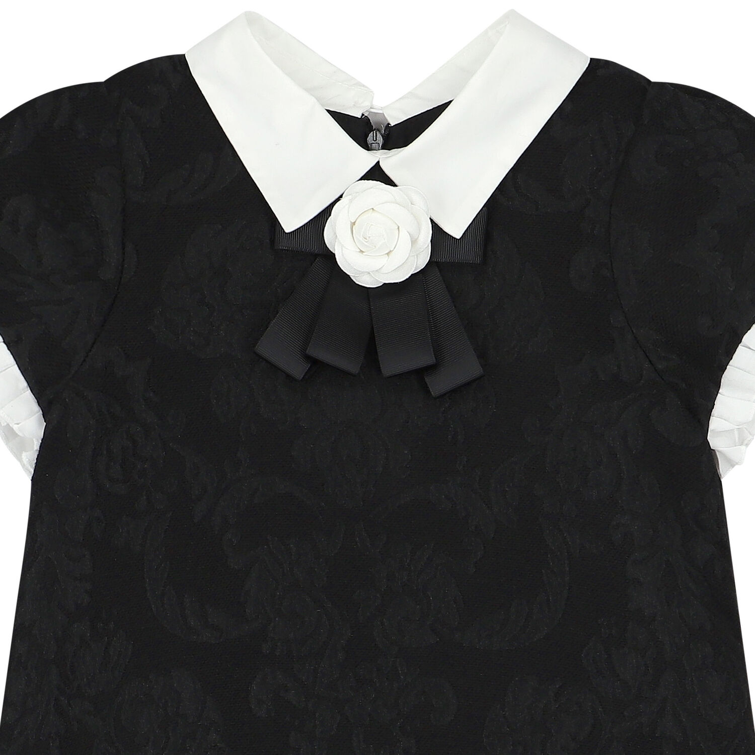 Girls Black Jacquard Dress, 1, hi-res