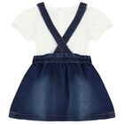 Younger Girls White & Blue Teddy Bear Skirt Set, 1, hi-res