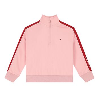 Girls Pink Logo Zip Up Top