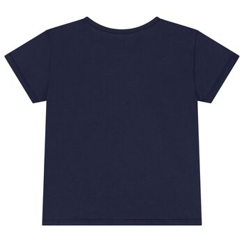 Girls Navy Blue Sequin T-Shirt