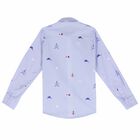 قميص قطن مخطط باللون الازرق للأولاد, 1, hi-res