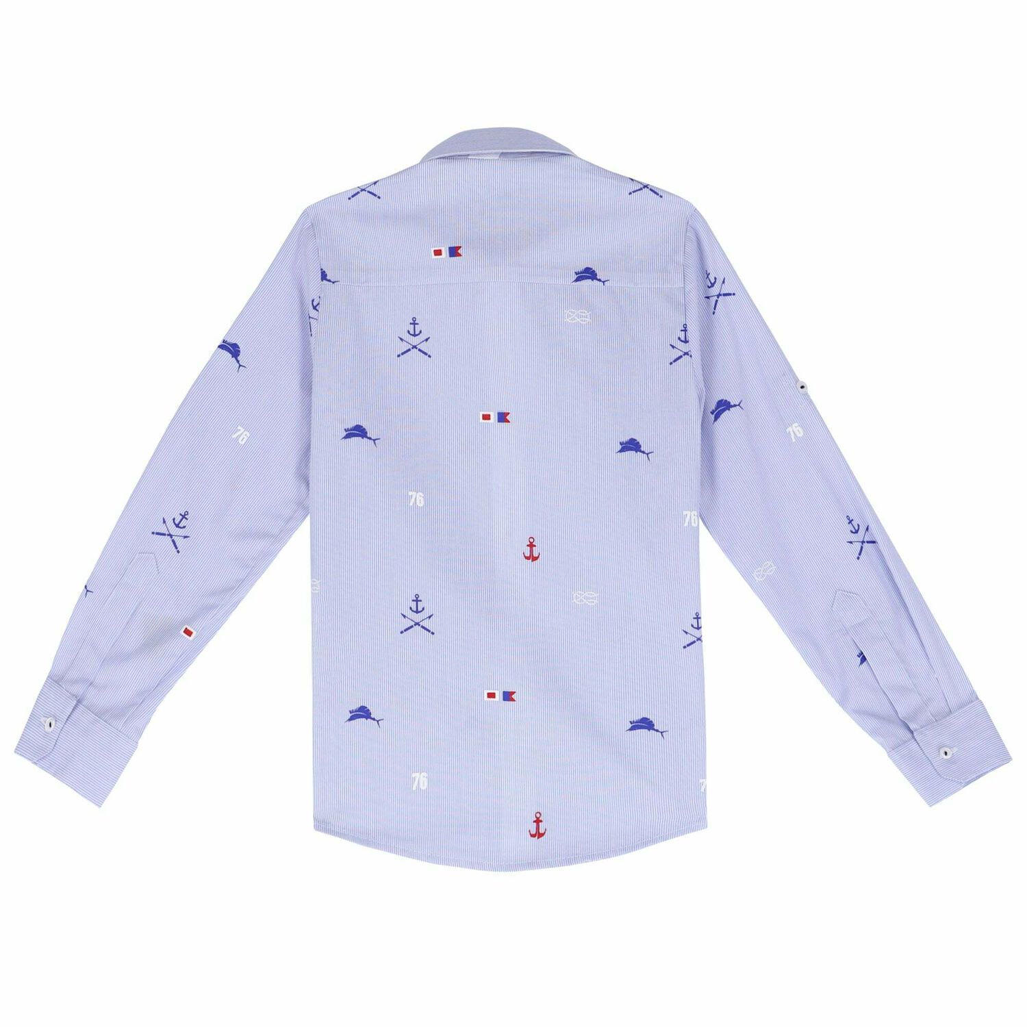 قميص قطن مخطط باللون الازرق للأولاد, 1, hi-res image number null